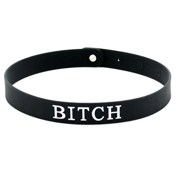 "Bitch" Black Silicone Collar